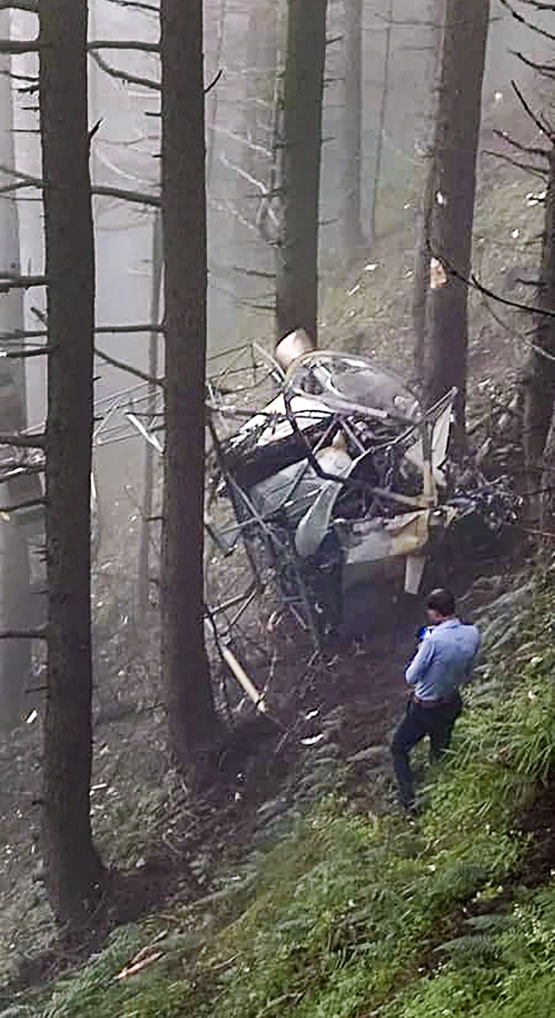 Udhampur: Wreckage of an Indian Army helicopter, crashes in Udhampur district, Tuesday, Sept. 21, 2021. (PTI Photo)